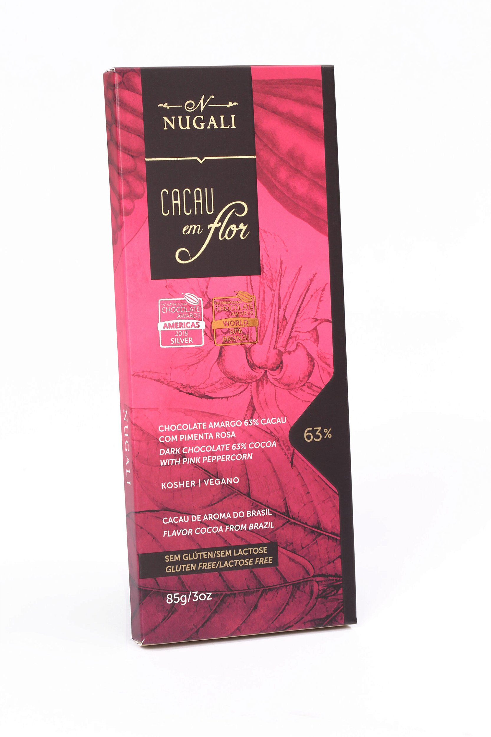 Barra De Chocolate 63% Com Pimenta Rosa 85g